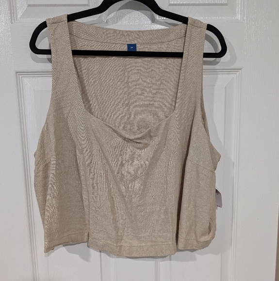 NWT Old Navy Beige Sleeveless Linen-Blend Crop Top in Size 2X - Picture 1 of 9